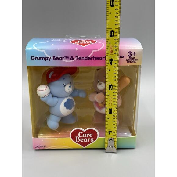 Care Bears Flocked Mini Figures Grumpy Bear Tenderheart Baseball Sports New - Picture 3 of 9
